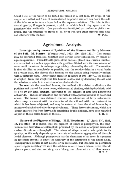 Agricultural analysis
