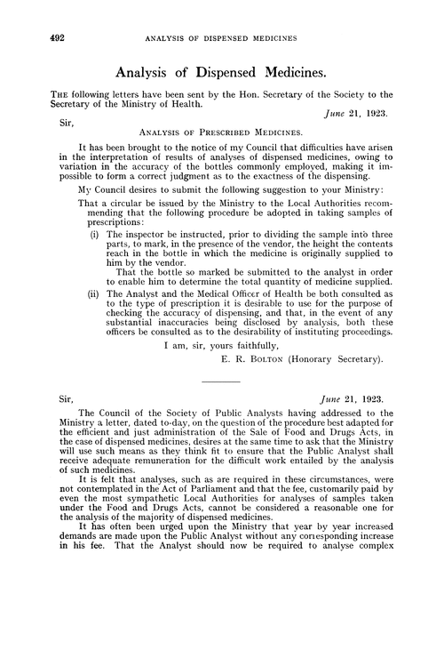 Analysis of dispensed medicines