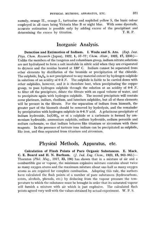Physical methods, apparatus, etc.
