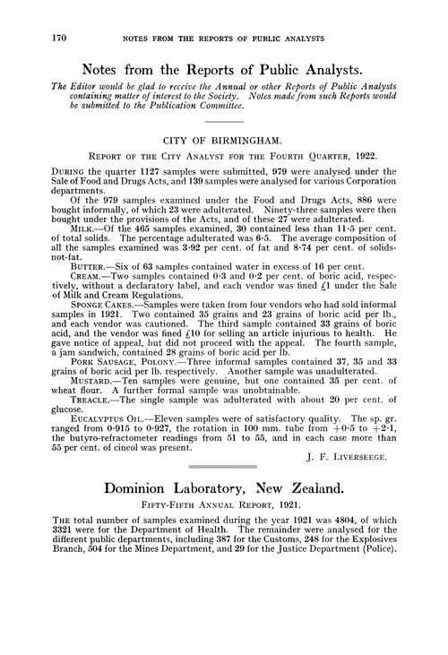 Dominion Laboratory, New Zealand. Fifty-fifth annual report, 1921