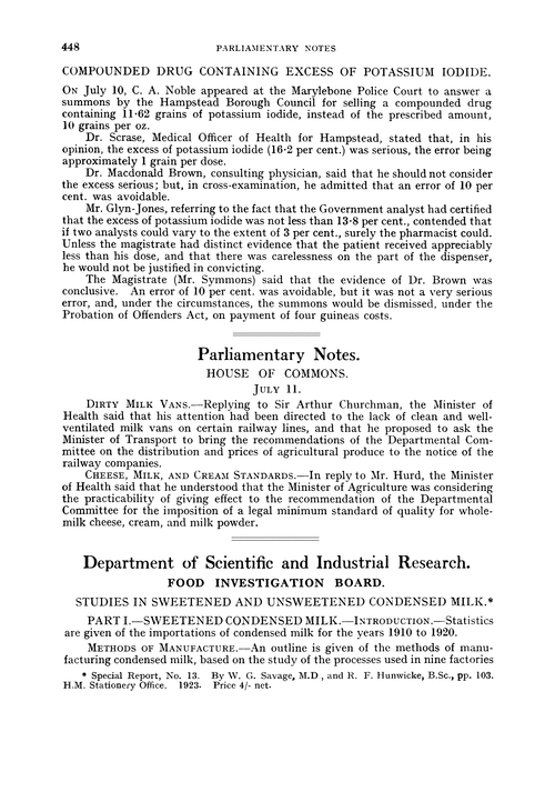 Department of Scientific and Industrial Research. Food Investigation Board
