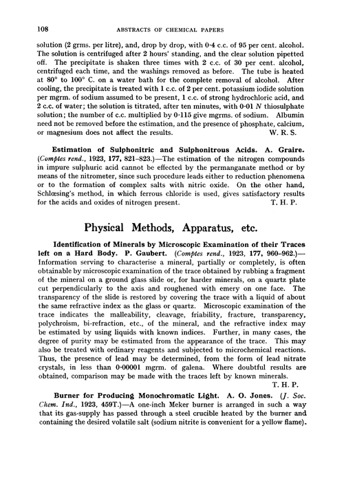Physical methods, apparatus, etc.