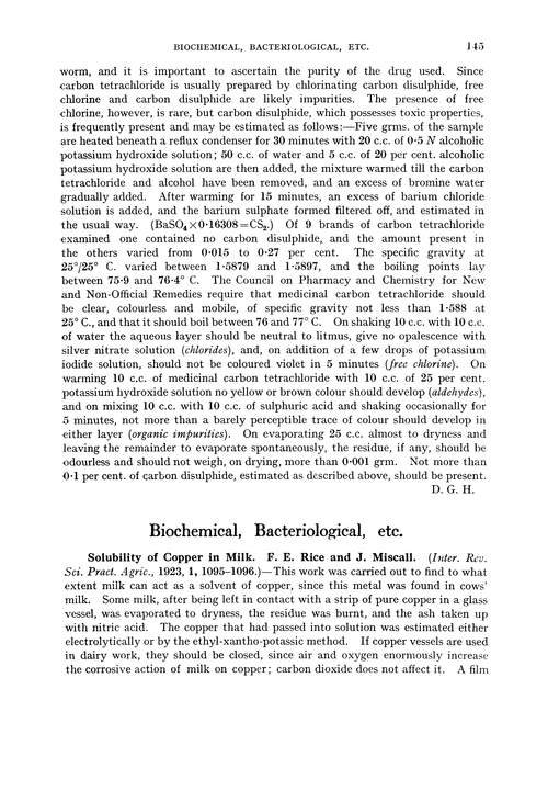 Biochemical, bacteriological, etc.
