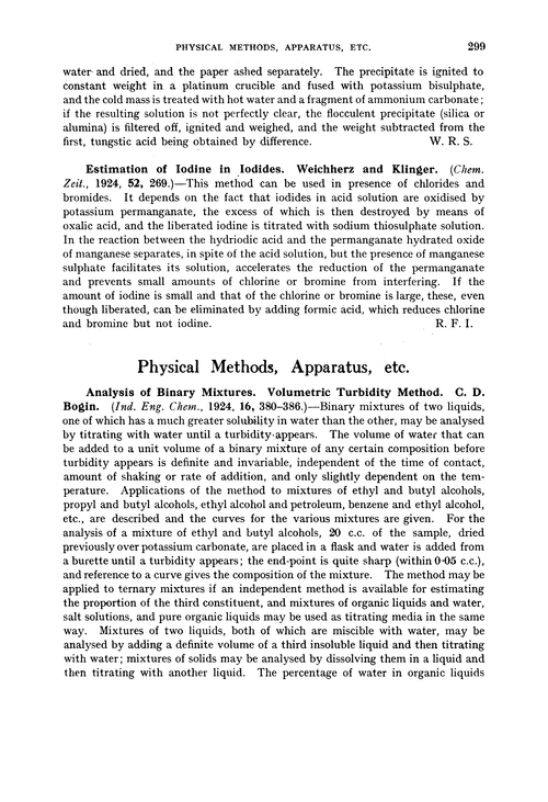 Physical methods, apparatus, etc.