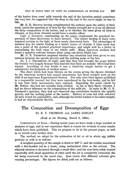 The composition and decomposition of eggs