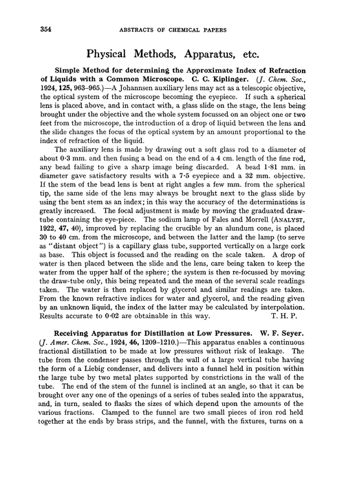 Physical methods, apparatus, etc.