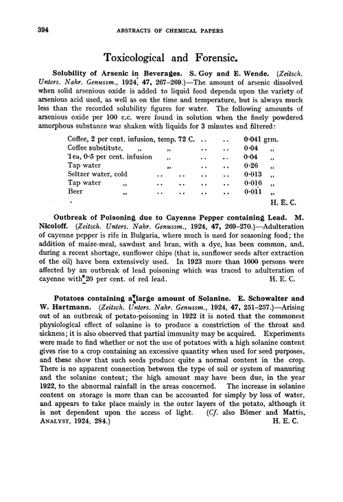Toxicological and forensic