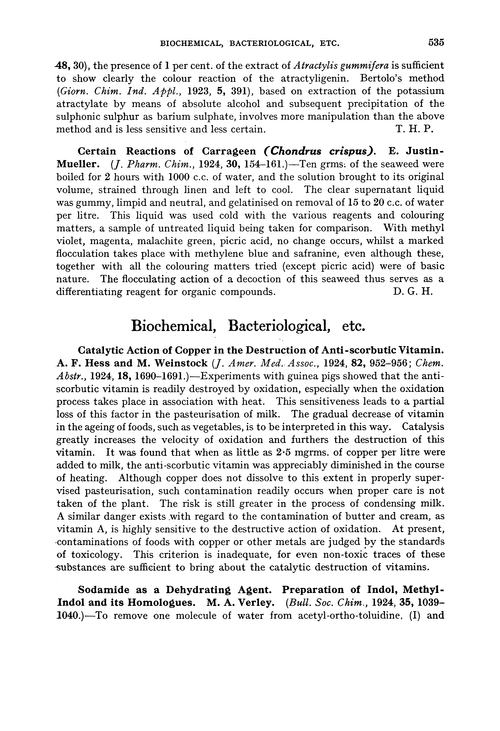 Biochemical, bacteriological, etc.