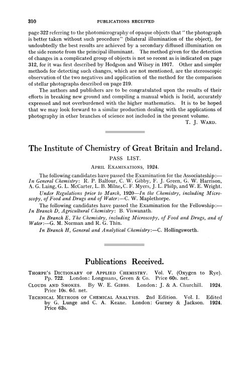 Publications received