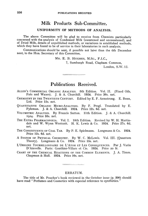 Milk Products Sub-Committee. Uniformity of methods of analysis
