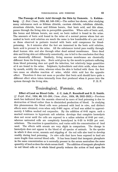 Toxicological, forensic, etc.