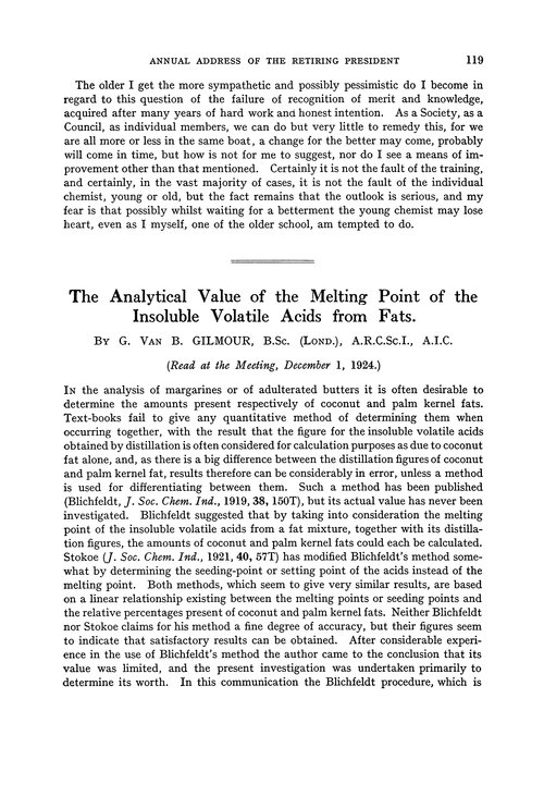 The analytical value of the melting point of the insoluble volatile acids from fats