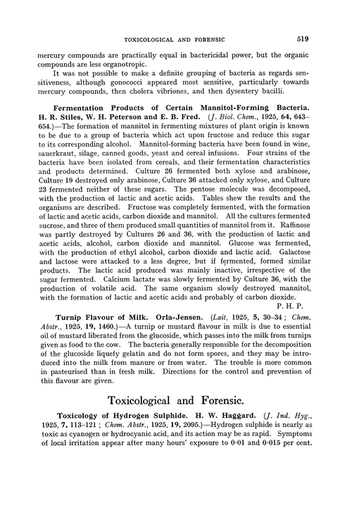 Toxicological and forensic