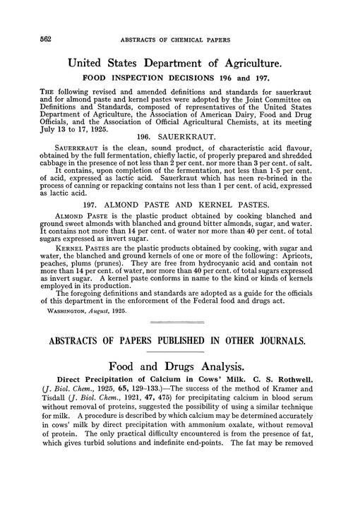 United States Department of Agriculture. Food inspection decisions 196 and 197