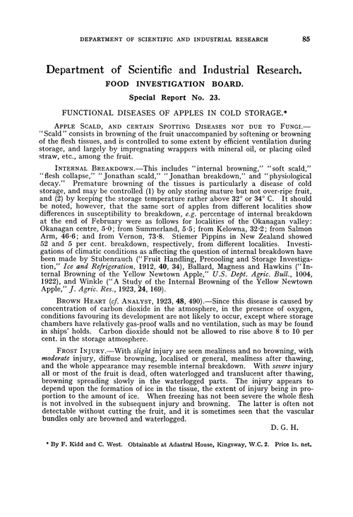 Department of Scientific and Industrial Research. Food Investigation Board