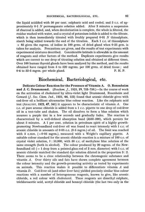 Biochemical, bacteriological, etc.