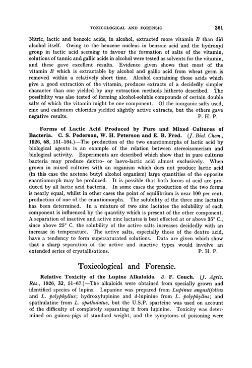 Toxicological and forensic