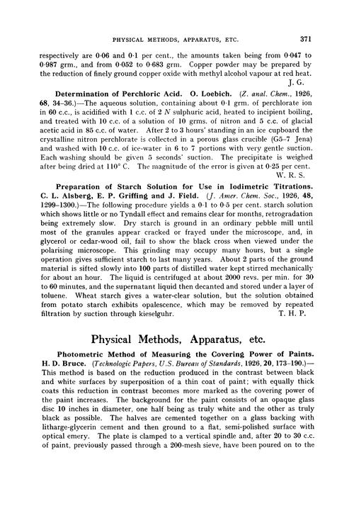 Physical methods, apparatus, etc.