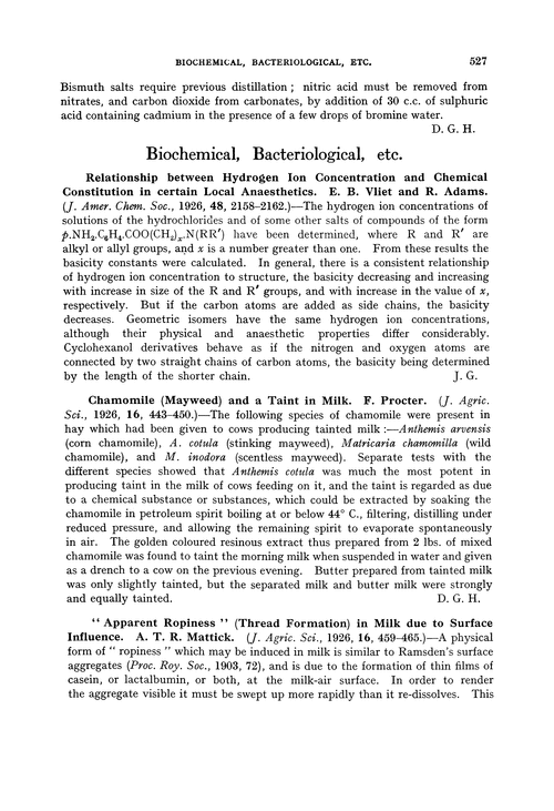 Biochemical, bacteriological, etc.