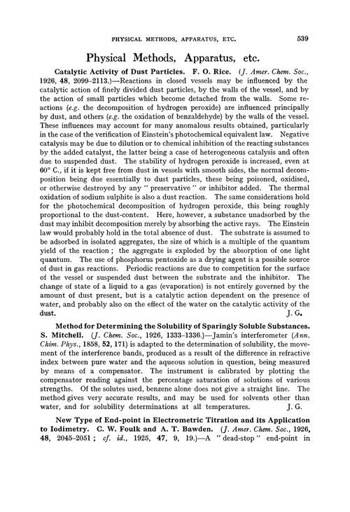 Physical methods, apparatus, etc.