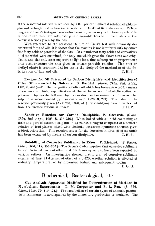 Biochemical, bacteriological, etc.