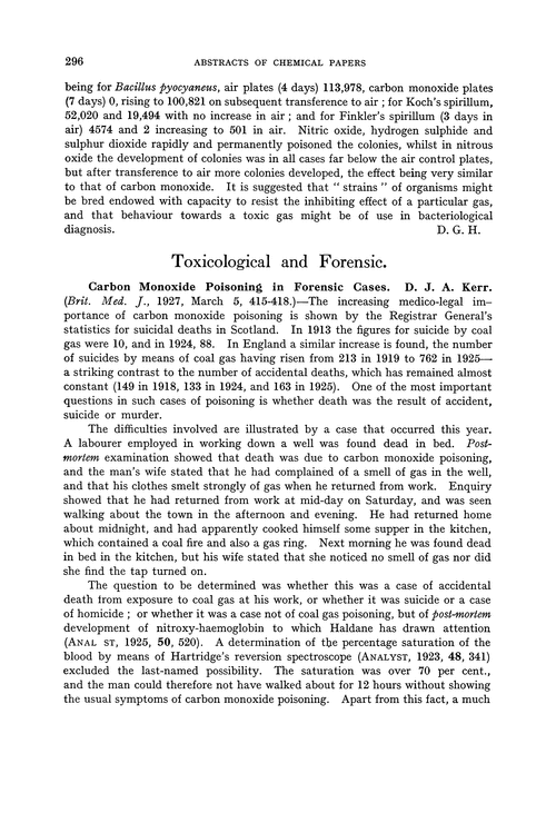 Toxicological and forensic