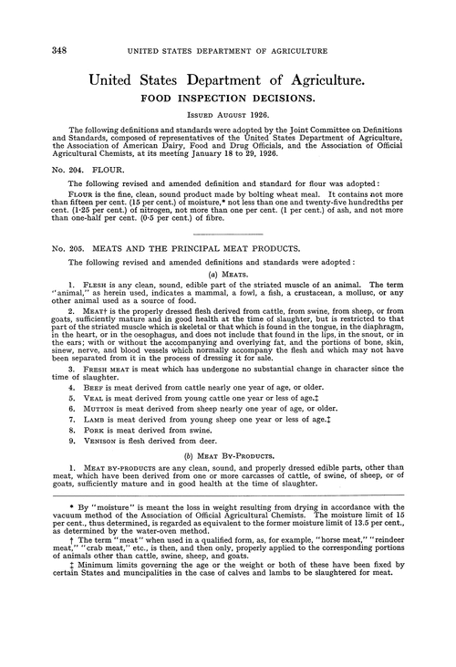 United States Department of Agriculture. Food inspection decisions