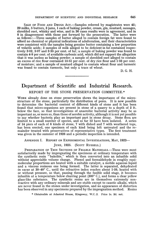 Department Of Scientific And Industrial Research Report Of The