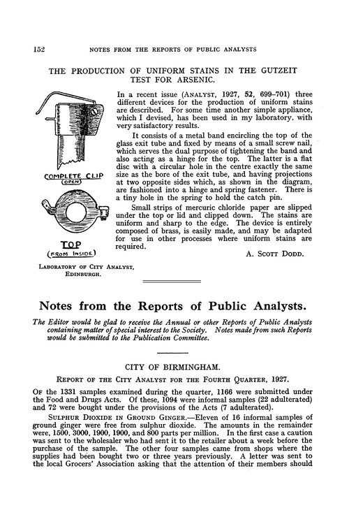Notes from the Reports of Public Analysts