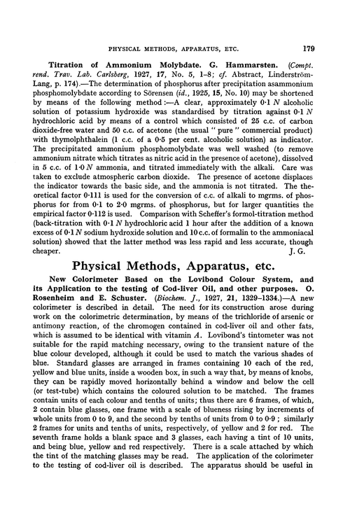 Physical methods, apparatus, etc.