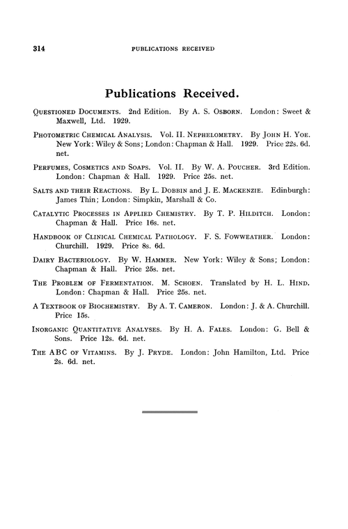 Publications received