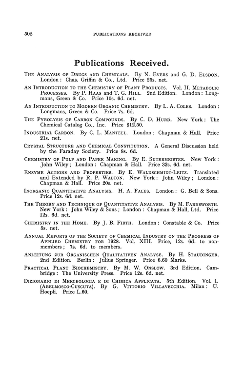 Publications received