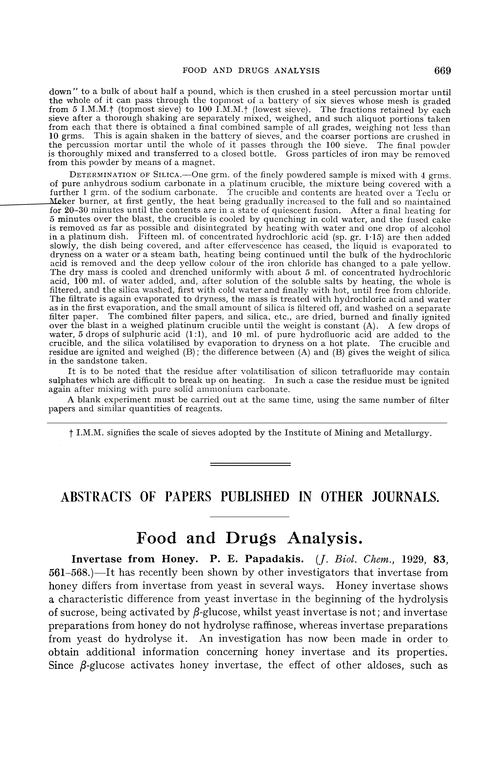 Food and drugs analysis