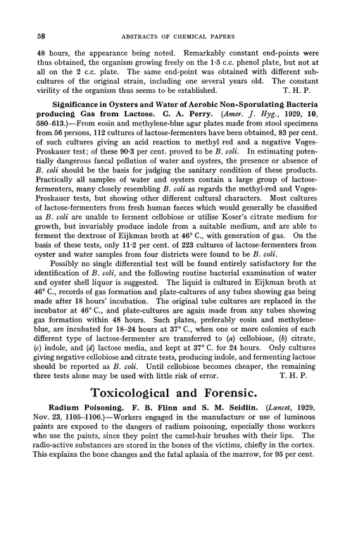 Toxicological and forensic