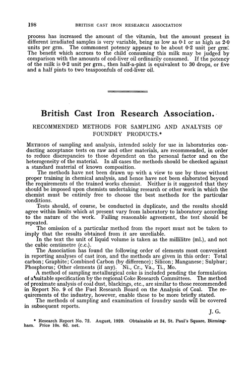 British Cast Iron Research Association. Recommended methods for sampling and analysis of foundry products