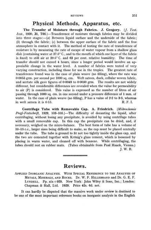 Physical methods, apparatus, etc.