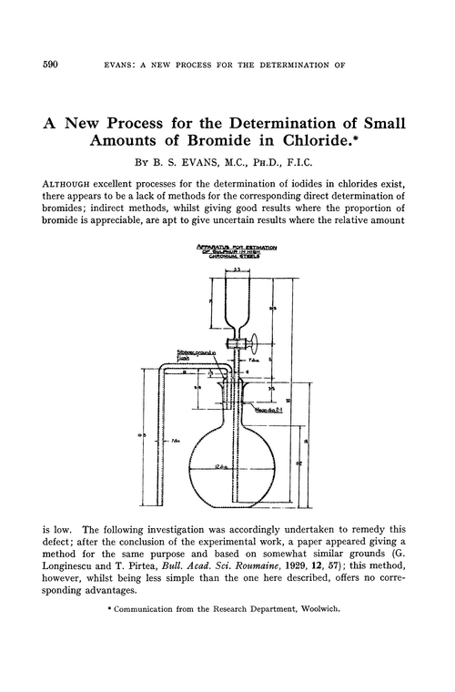 A new process for the determination of small amounts of bromide in chloride