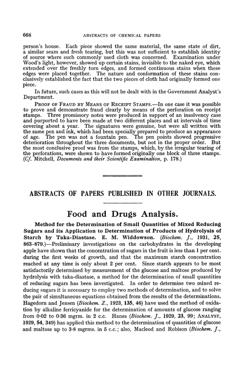 Food and drugs analysis