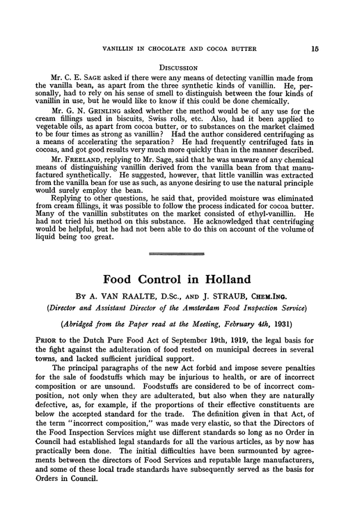 Food control in Holland