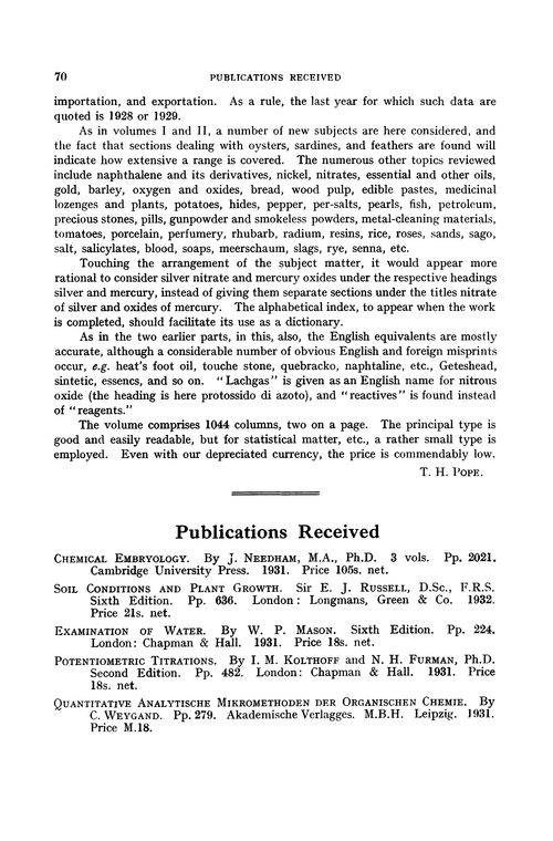 Publications received