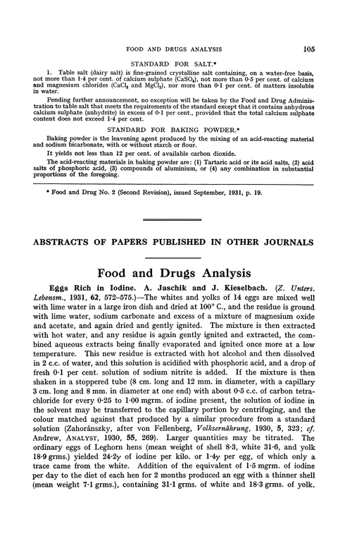 Food and drugs analysis