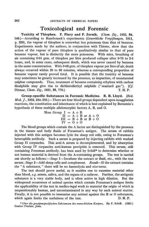 Toxicological and forensic