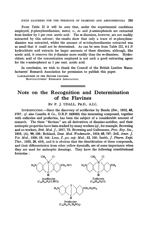 Note on the recognition and determination of the flavines