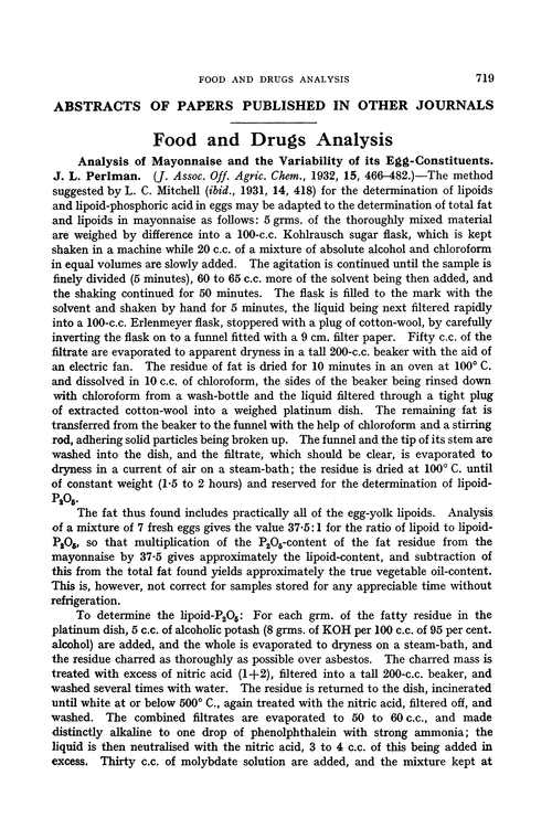 Food and drugs analysis