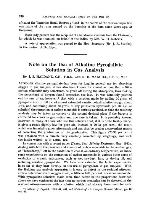 Note on the use of alkaline pyrogallate solution in gas analysis