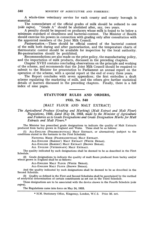 Ministry of Agriculture and Fisheries. Statutory rules and orders