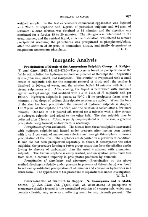 Inorganic analysis