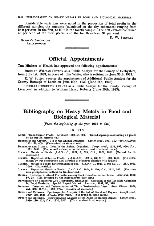 Official appointments