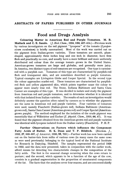 Food and drugs analysis