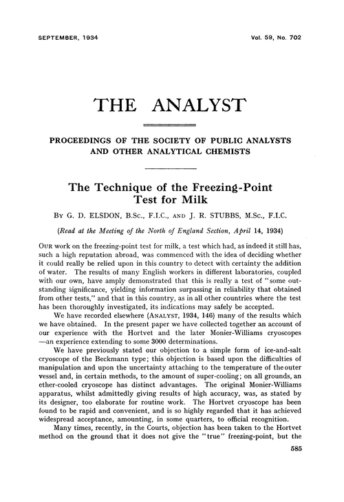 The technique of the freezing-point test for milk
